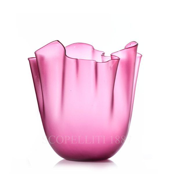 venini fazzoletto vase magenta transparent sandblasted medium