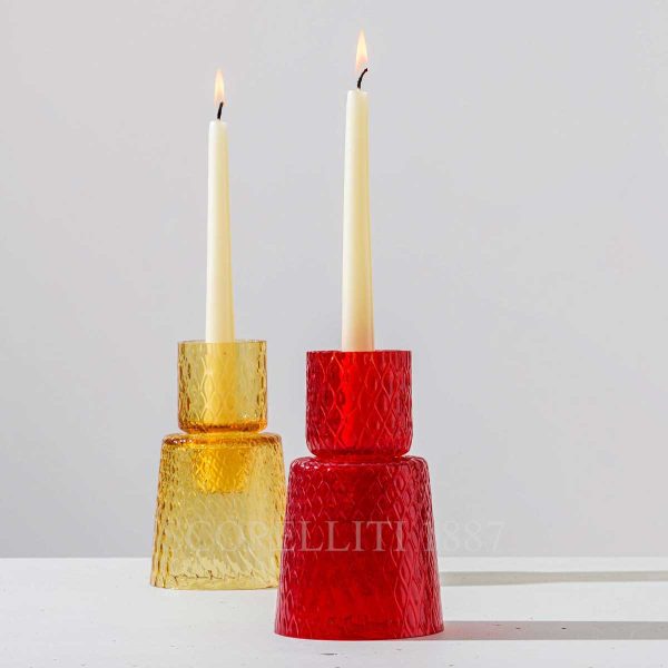 venini candleholder campanile red and amber