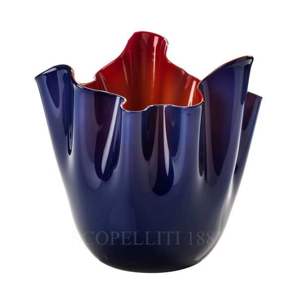 Venini Fazzoletto Vase Medium Limited Edition Deep Blue Red