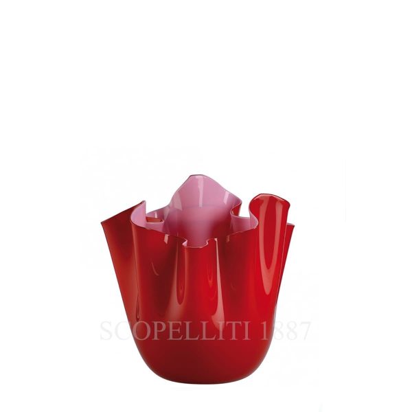 venini fazzoletto vase small red opaque pink