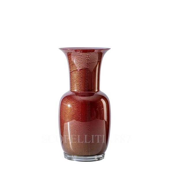 venini opalino vase medium ox blood red with gold leaf