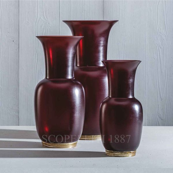 venini opalino vase satin small ox blood red