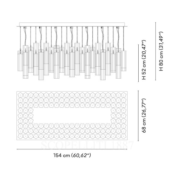 venini tubi tronchi chandelier 930.60 technical