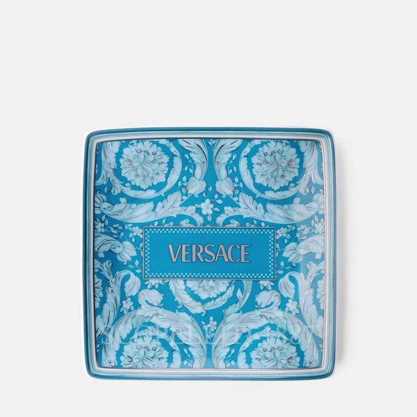 versace square tray 12 cm barocco teal