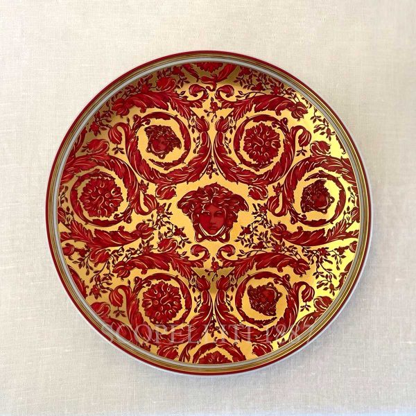 new versace bread plate medusa garland red