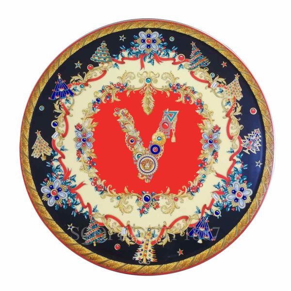 versace sparkling christmas tart plate