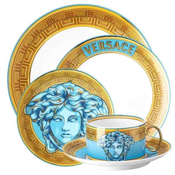 Versace Medusa Amplified Blue Coin 5 Piece place Setting