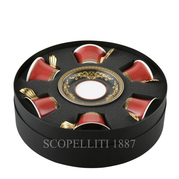 versace medusa tea cup set of 6 red