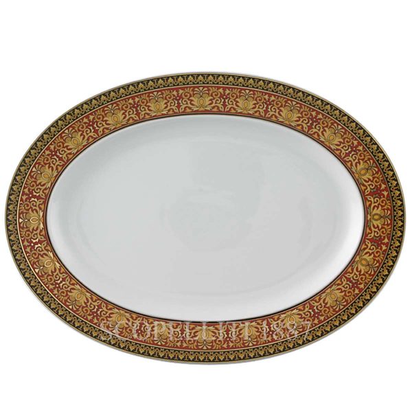versace oval platter 34 cm medusa red