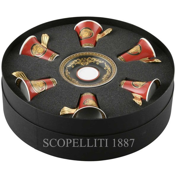 versace set of 6 espresso cups medusa red
