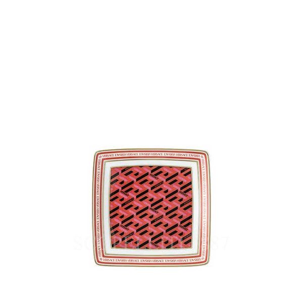 versace square dish 9 cm la greca signature red