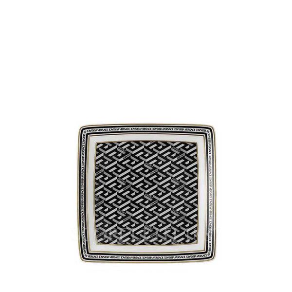 versace square dish 12 cm la greca signature black