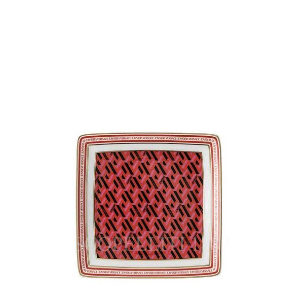 versace square dish 12 cm la greca signature red