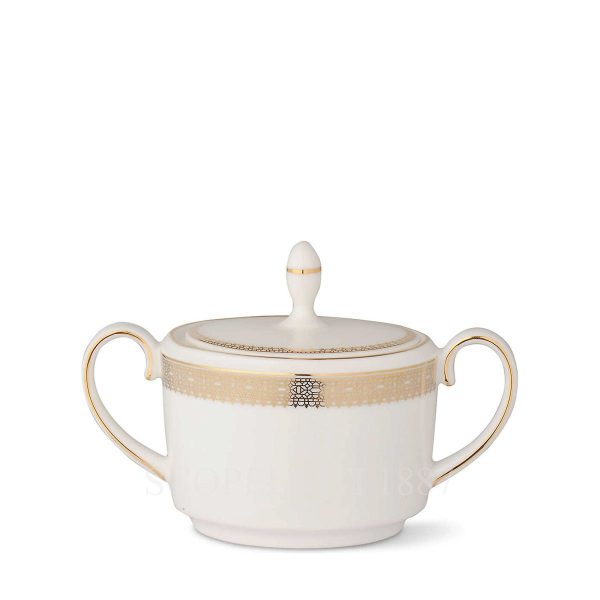 wedgwood vera wang lace gold covered sugar