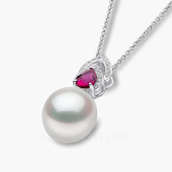 yoko london south sea pearl ruby diamond drop pendant