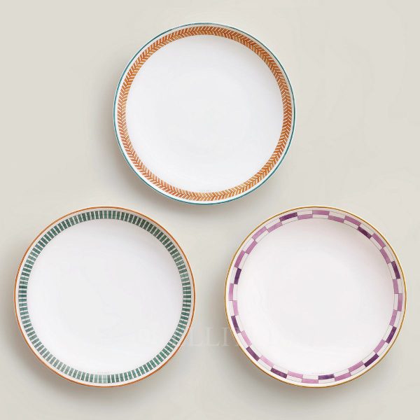hermes en contrepoint set of 3 dessert plates