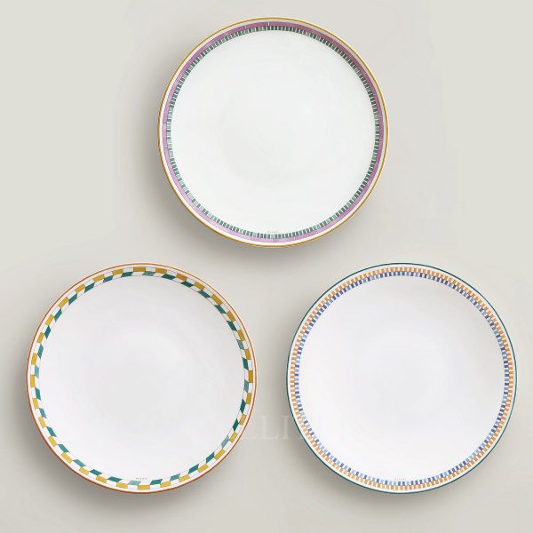 hermes en contrepoint set of 3 dinner plates