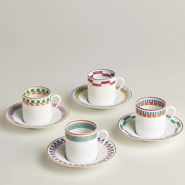 hermes en contrepoint set of 4 coffee cups