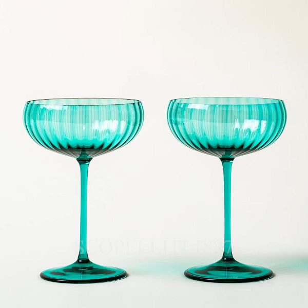 venini champagne glasses set of two mint green new color