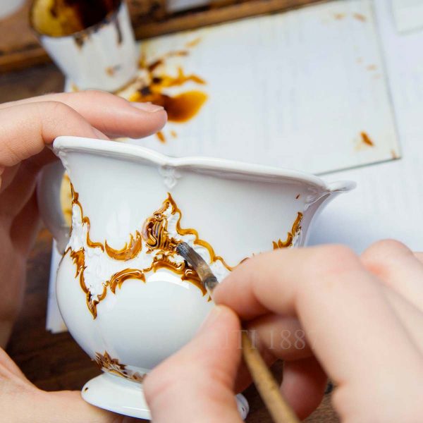meissen espresso cup strewn flowers cobalt blue detail