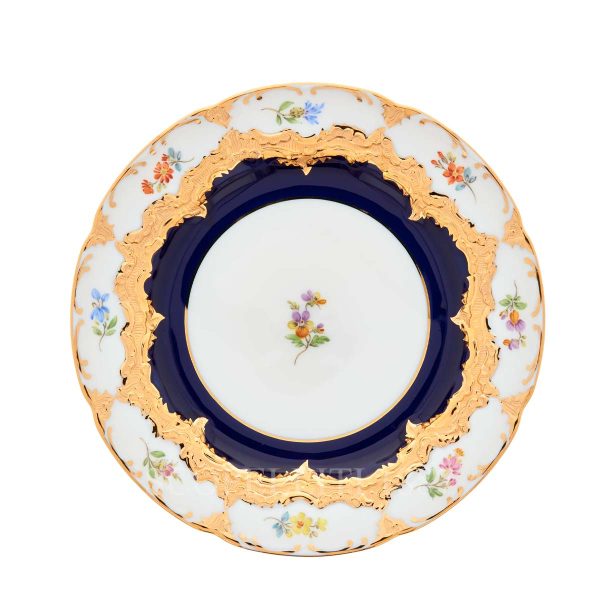 meissen royal blue strewn flowers bread plate