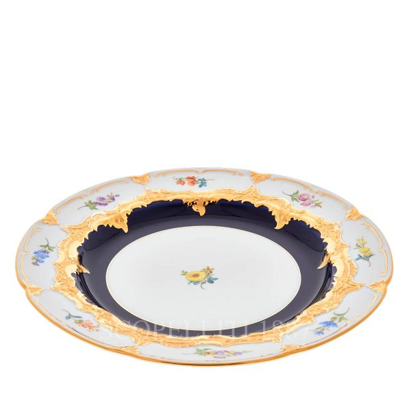 meissen dinner plate strewn flowers cobalt blue