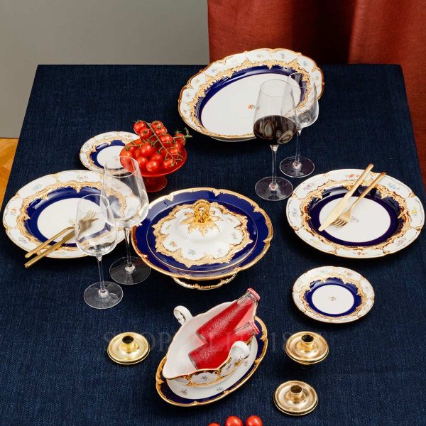 meissen strewn flowers cobalt blue tableware