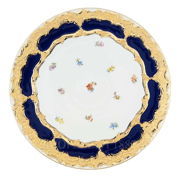 meissen strewn flowers charger plate royal blue