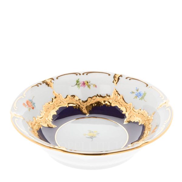 meissen strewn flowers dessert bowl cobalt blue