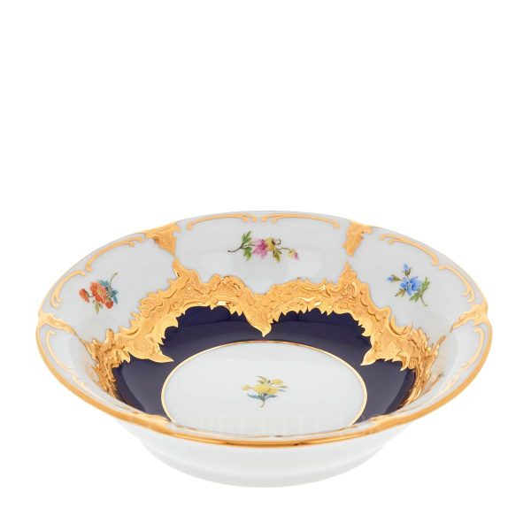 meissen strewn flowers dessert bowl royal blue