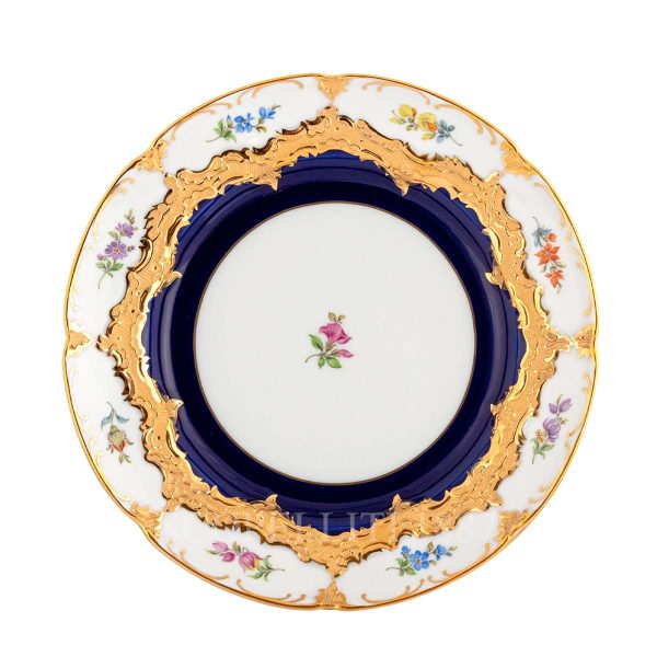 meissen strewn flowers dessert plate royal blue