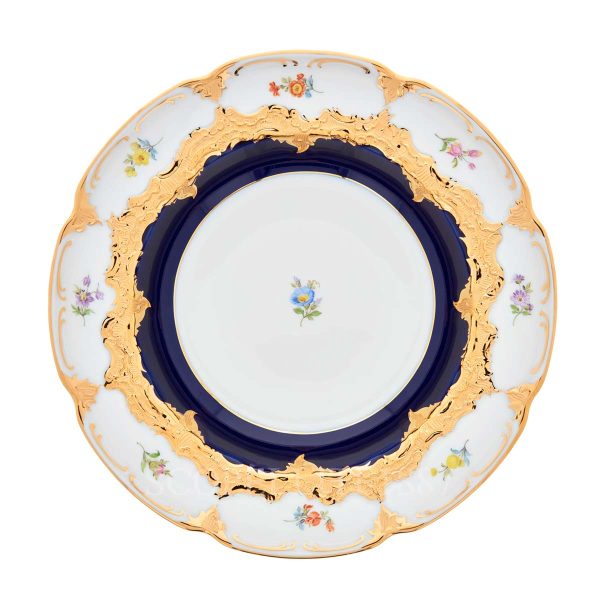 meissen strewn flowers soup plate royal blue