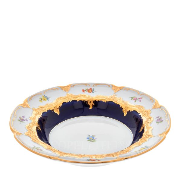 meissen strewn flowers soup plate cobalt blue
