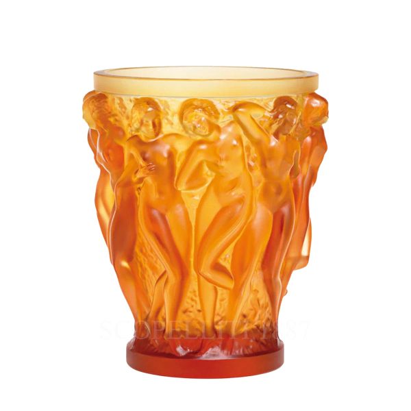 lalique bacchantes vase numbered edition amber