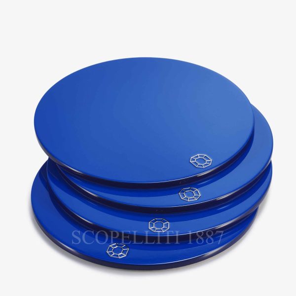 set of 4 baccarat octogone coaster blue