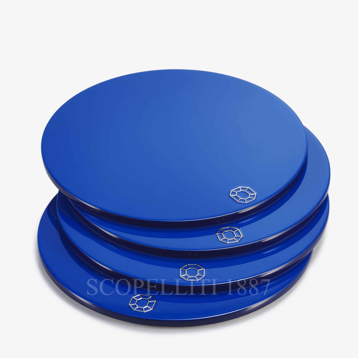 set of 4 baccarat octogone coaster blue