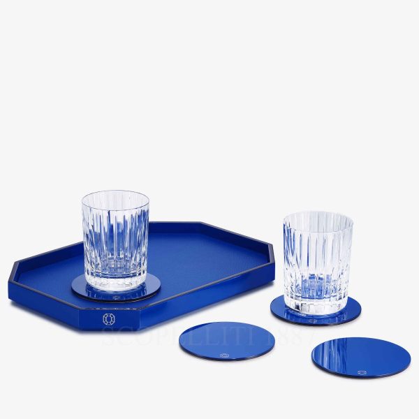 baccarat octogone tray blue small