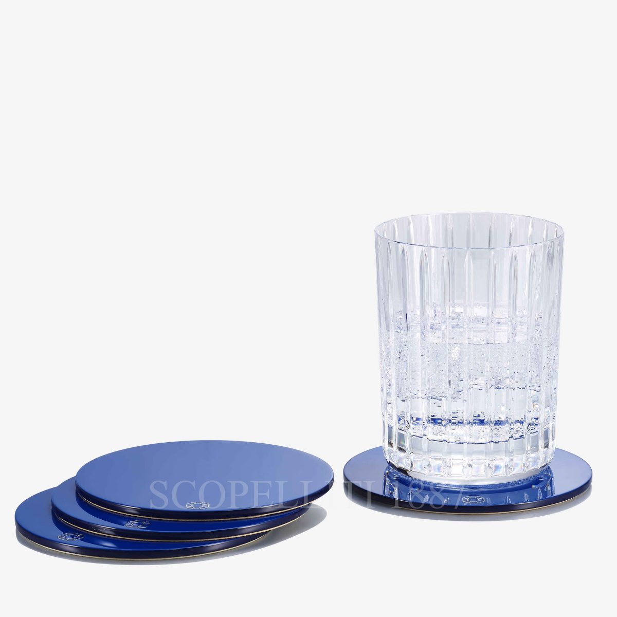 baccarat set of 4 coasters blue octogone