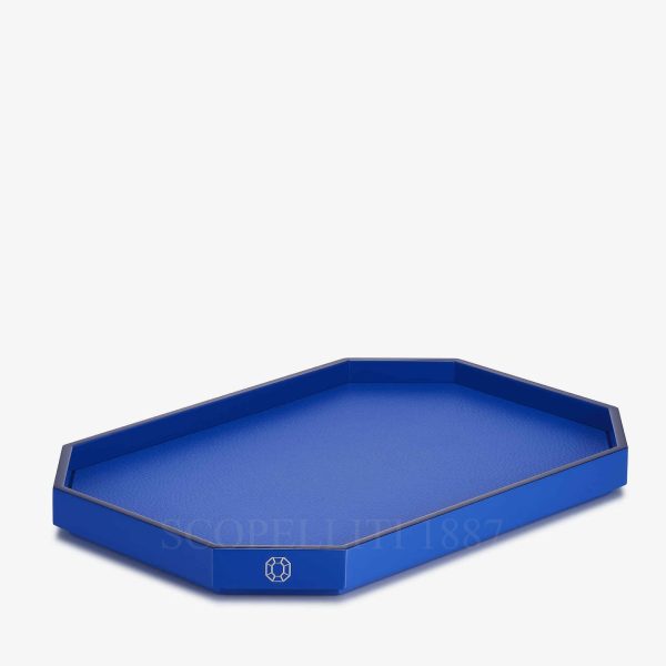 baccarat octogone tray blue small