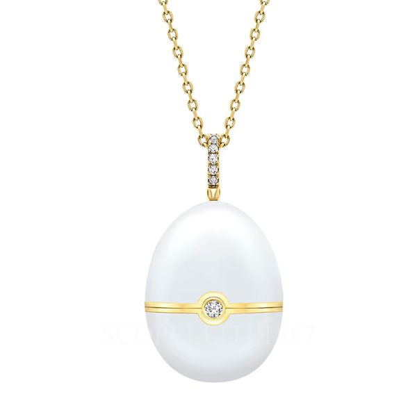 faberge white enamel egg pendant n1
