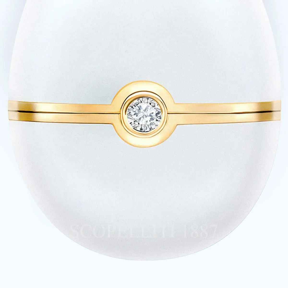 fabergé white enamel egg no 1 pendant close up diamond detail