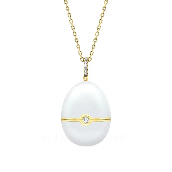fabergé white enamel egg pendant no 1 closed