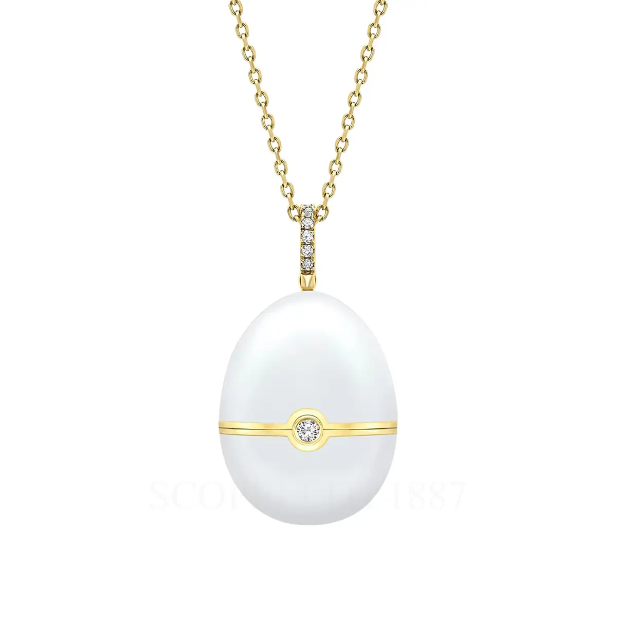 fabergé white enamel egg pendant no 1 closed