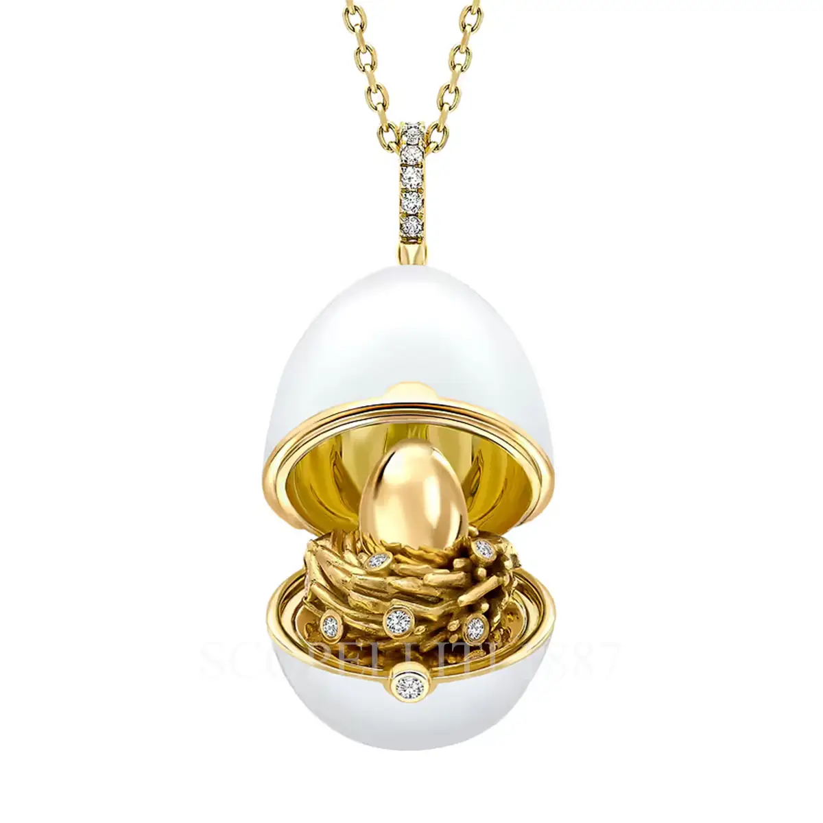 fabergé white enamel egg pendant