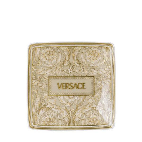 versace barocco beige small plate in porcelain