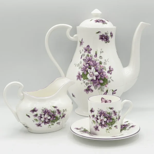 aynsley english violets coffee set in fine bone china