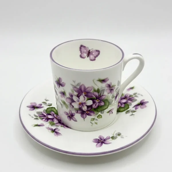 aynsley english violets coffee cup and saucer in finest porcelain
