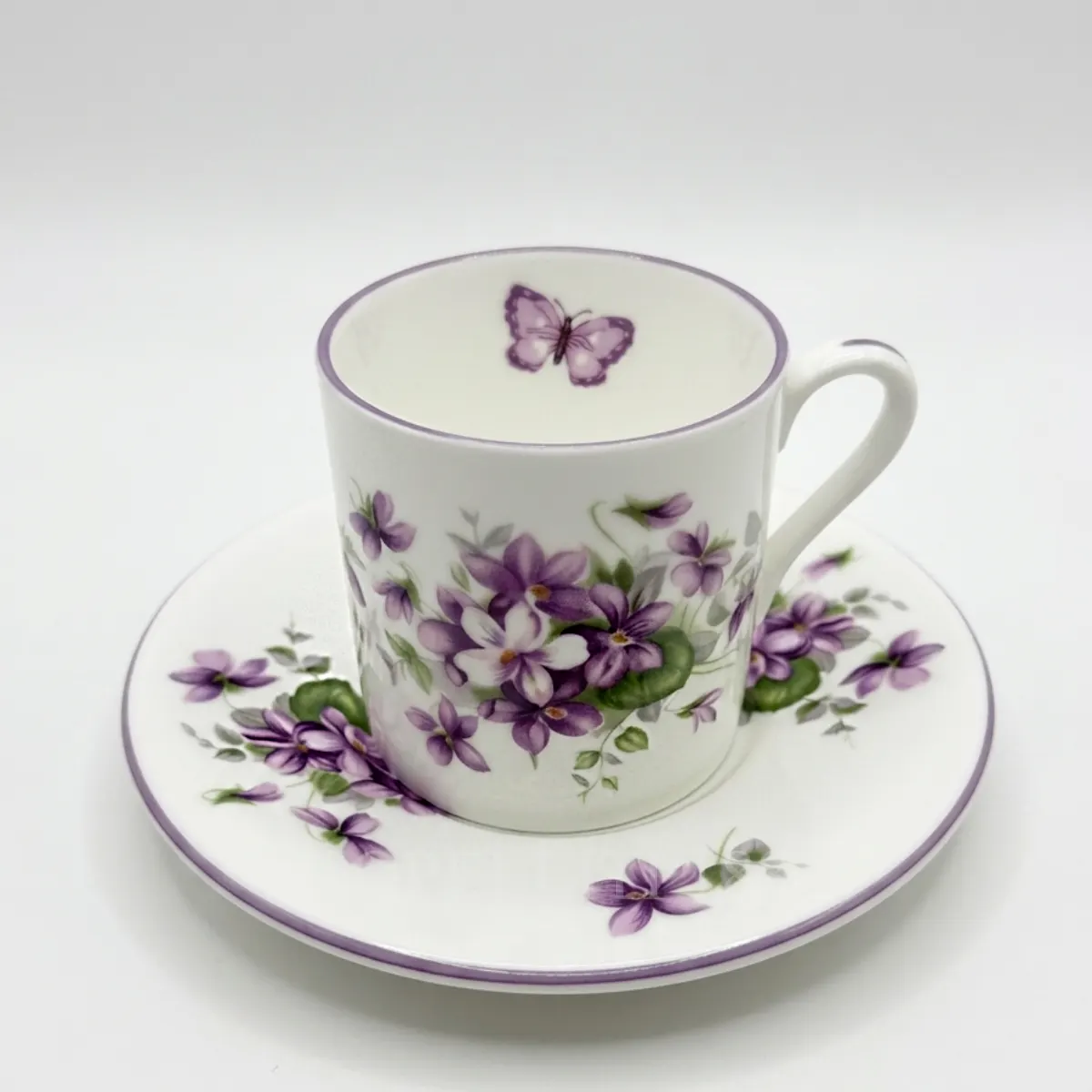 aynsley english violets coffee cup and saucer in finest porcelain