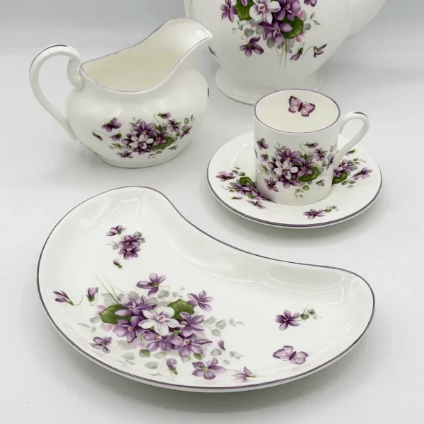 aynsley english violets coffee set in fine bone china