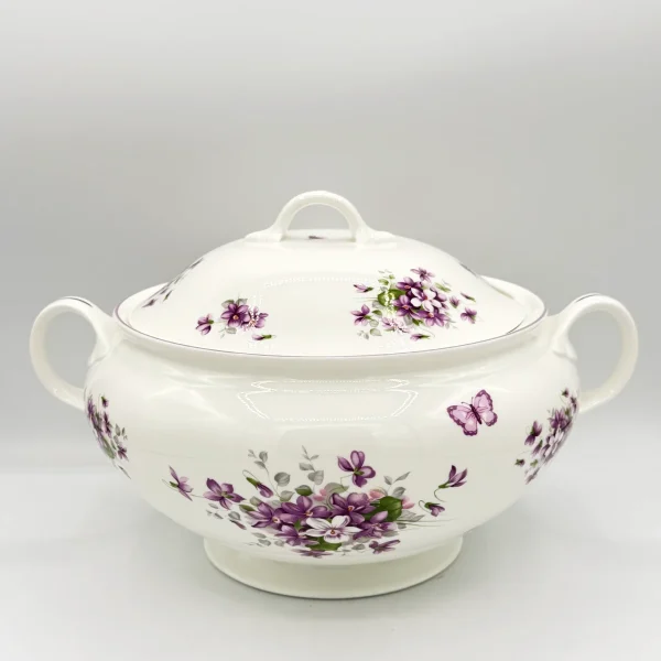 aynsley english violets soup tureen in fine bone china